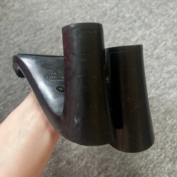 GUCCI | Sandalo Suola Gomma Original GG/Cuoio Maidera Heels in Nero, size 5 - Picture 7 of 9